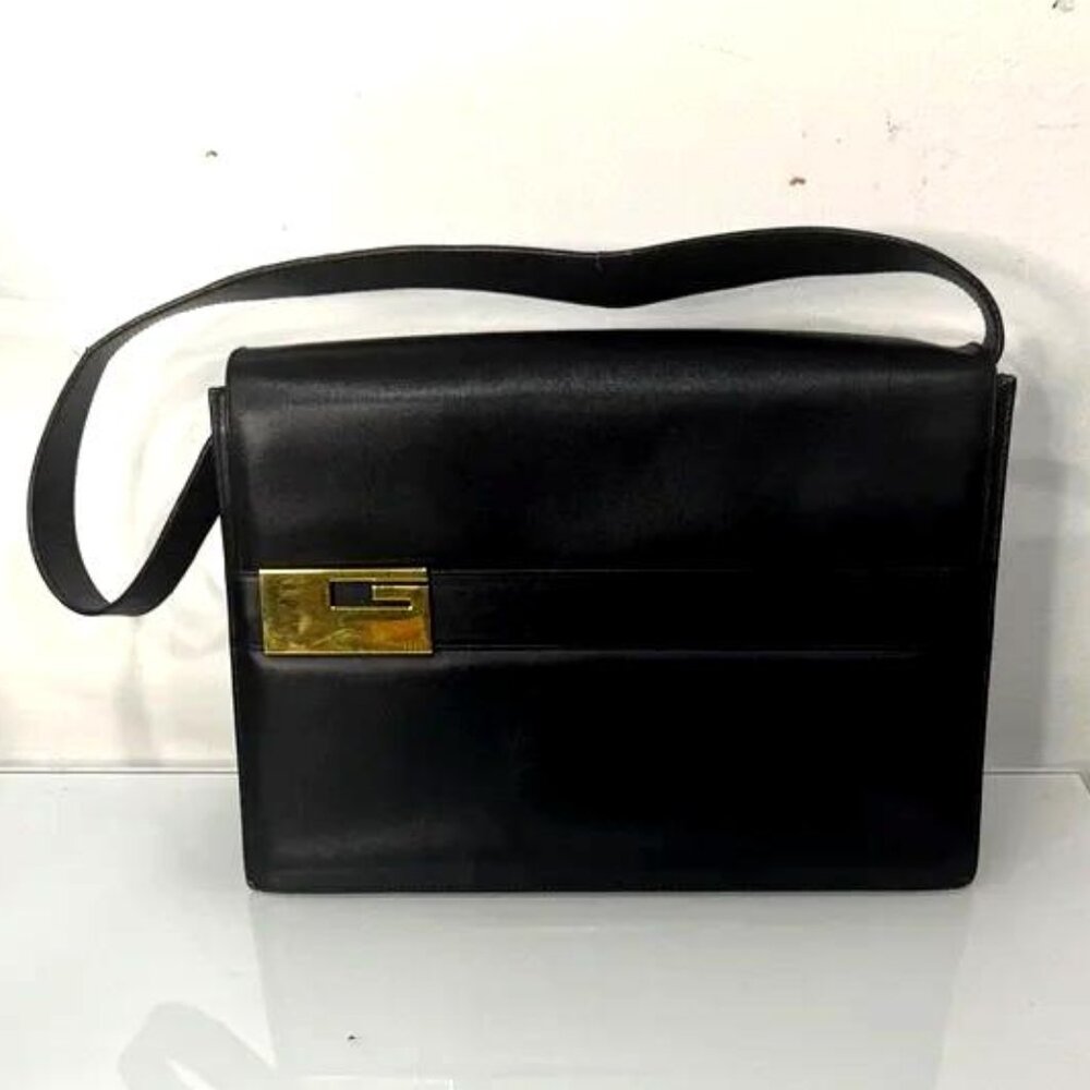 Gucci Vintage Square G Black Leather Shoulder Bag – Tom Ford Era